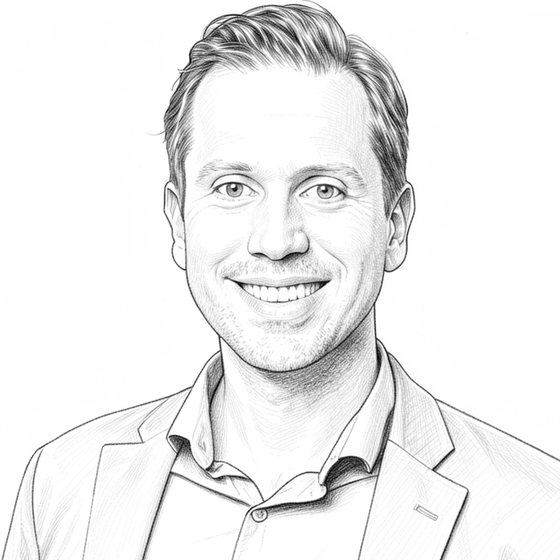 Line drawing portrait of Daniel Zaitz